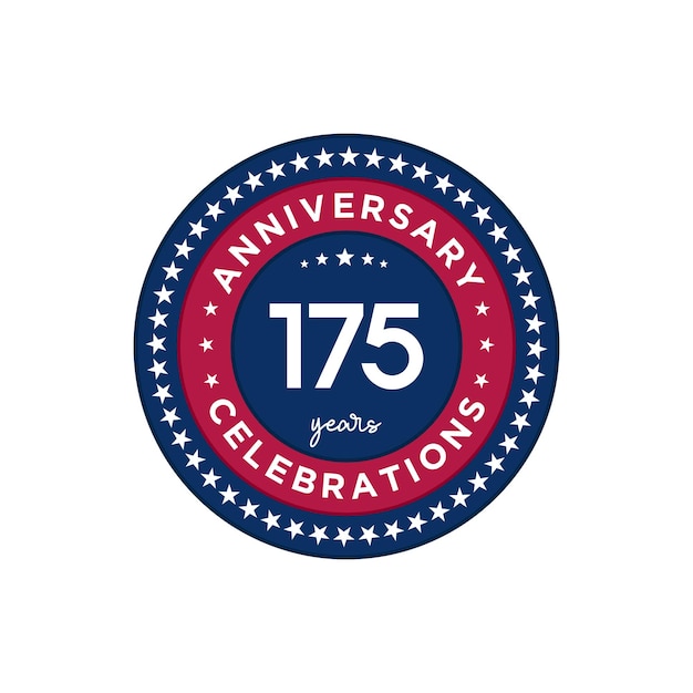 175 years anniversary Anniversary template design red and blue colors with stars design for event invitation card greeting card banner poster flyer book cover and print Vector Eps10