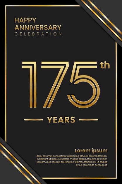 175e verjaardagslogo met conceptontwerp met dubbele lijn Gouden nummer Logo Vector Template