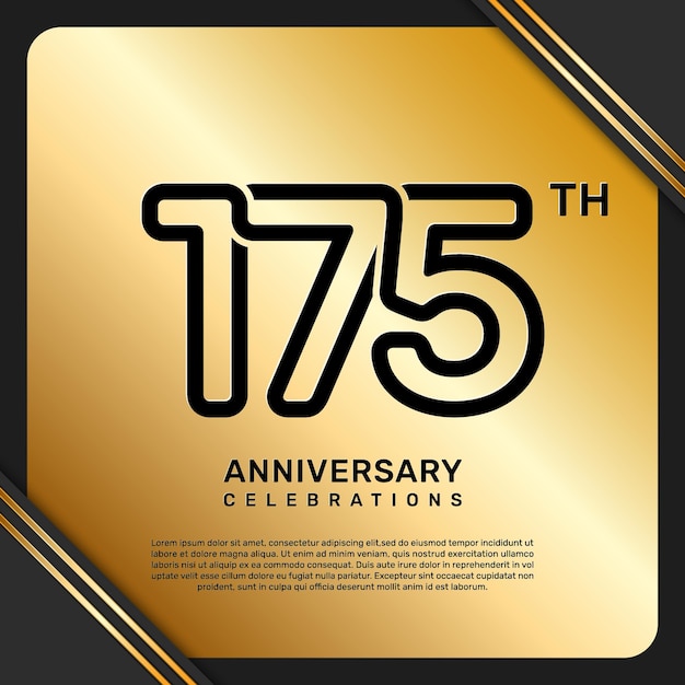 Vector 175th anniversary celebration template design with simple and luxury style in golden color