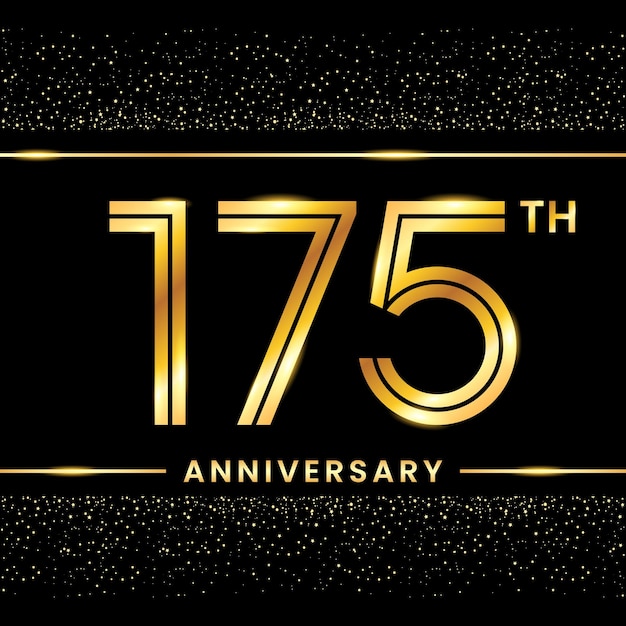 175th Anniversary Золотой цветной шаблон дизайна для дня рождения Line Art Design Vector Template