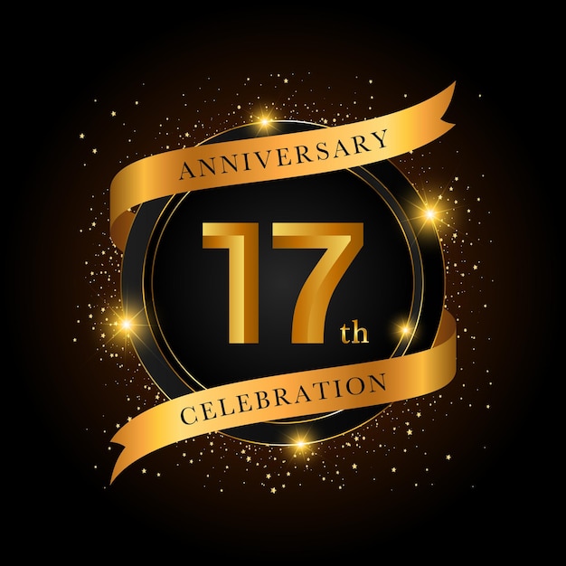 17th anniversary celebration Golden anniversary celebration template design Vector illustrations