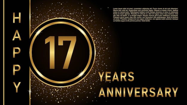 17th Anniversary Gold color template design for birthday event Vector Template