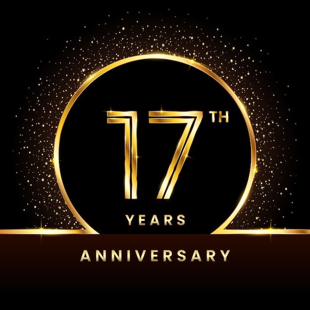 17th anniversary logo Anniversary logo design with double line concept vector illustration