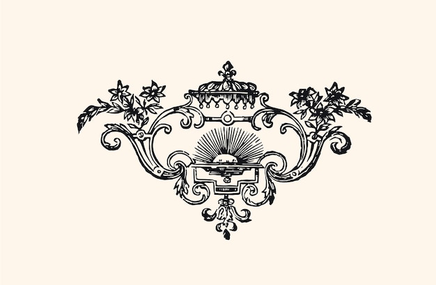 Vector 17th century ornamental pattern which illustrates the enlightenment period digital restoration