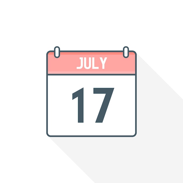 Vector 17th july calendar icon july 17 calendar date month icon vector illustrator