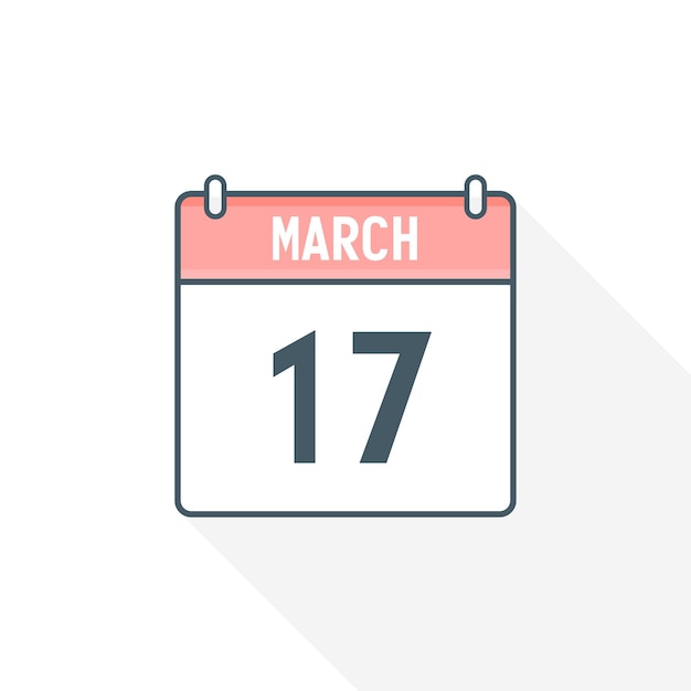 17th March calendar icon March 17 calendar Date Month icon vector illustrator