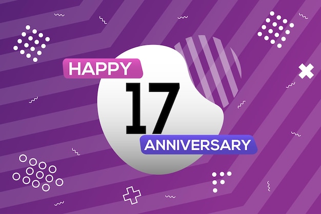 17th year anniversary logo vector design anniversary celebration with colorful geometric shape