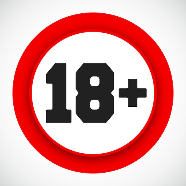 18 возрастной знак ограничения. запрещено до восемнадцати лет красный символ. векторная иллюстрация