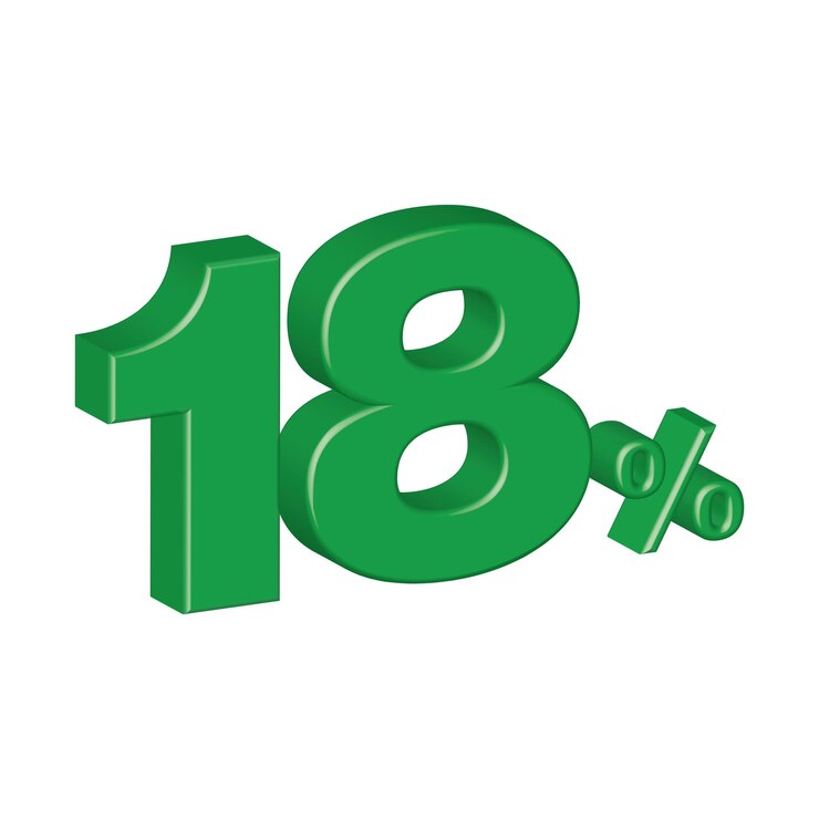 Vector 18 percent 3d plastic effect number percentage symbol vector illustration eps