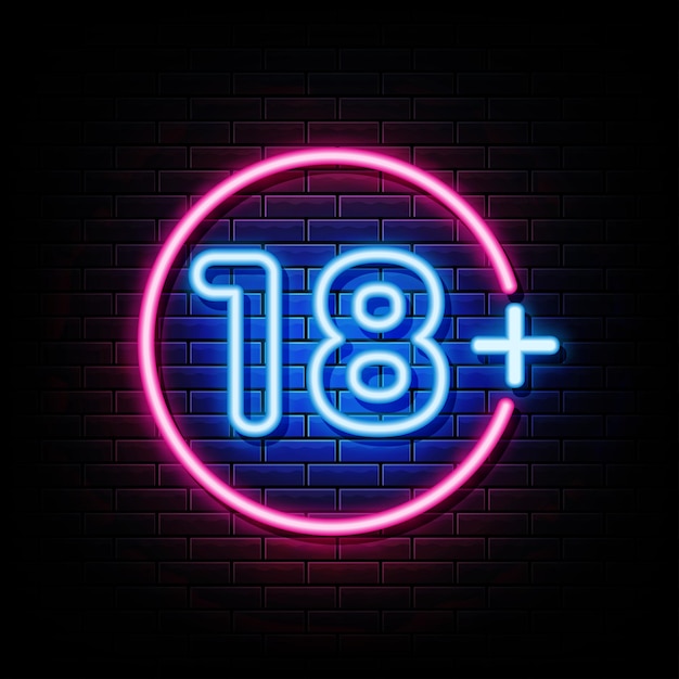 18 plus neon sign neon symbol