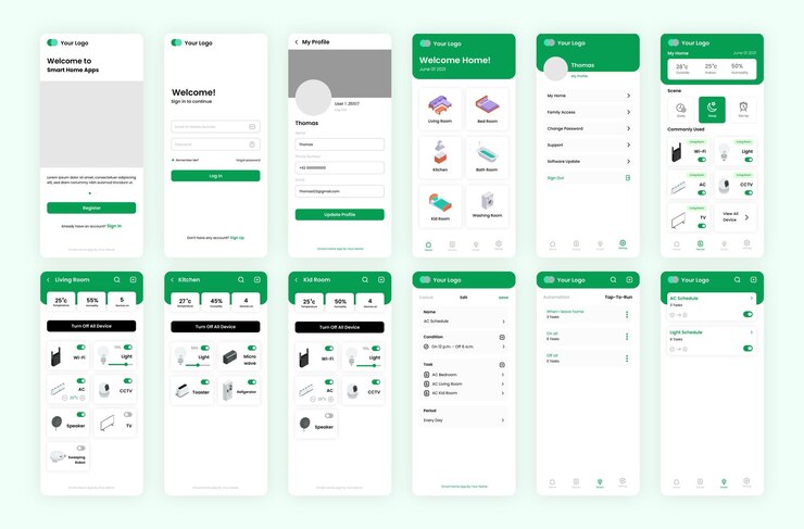 Vector 18 screen smart home app interface