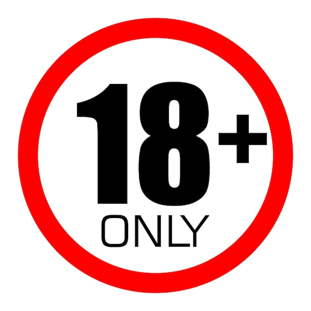 Vector 18 years and over sign and sticker vector