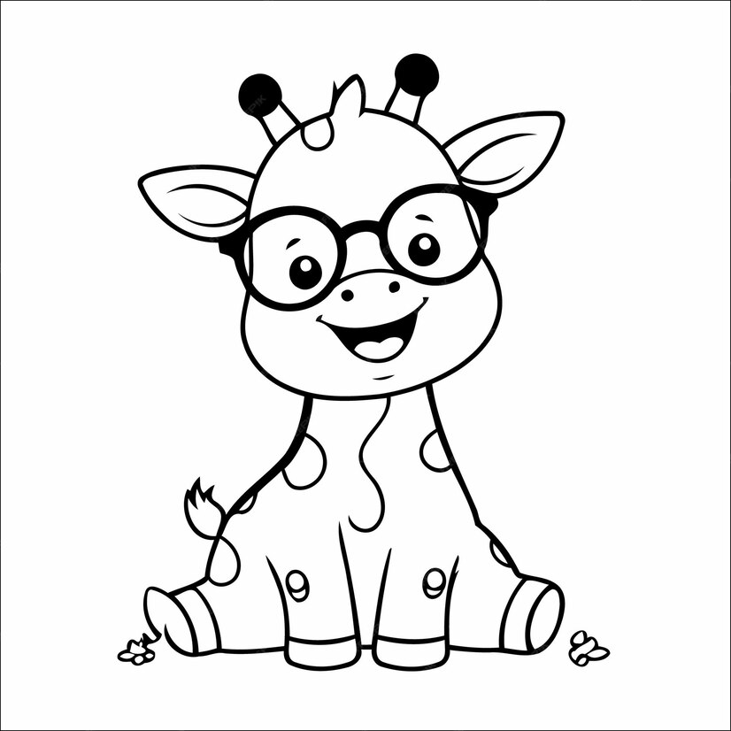 Premium Vector | 184 Cute giraffe Kawaii Vector Coloring Page for Kids