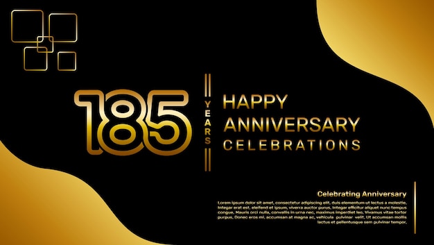 185 year anniversary logo design with a double line concept in gold color logo vector template illustration