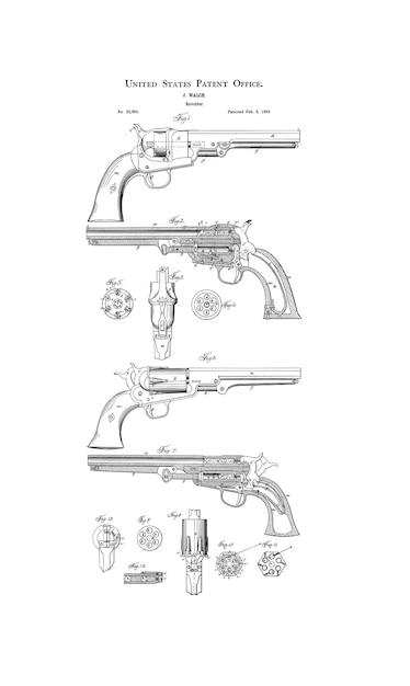 Brevetto del revolver vintage del 1859