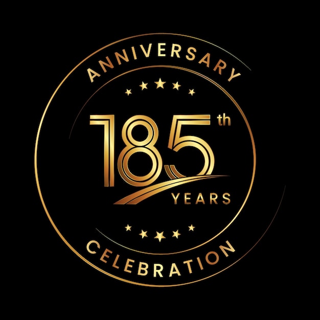 185th Anniversary Anniversary logo design with gold color ring and text for anniversary celebration events Logo Vector Template