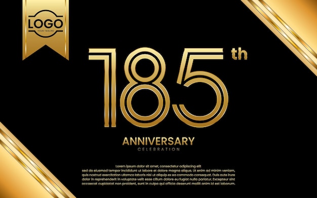 185th Anniversary Celebration Anniversary template design with golden number Vector Template