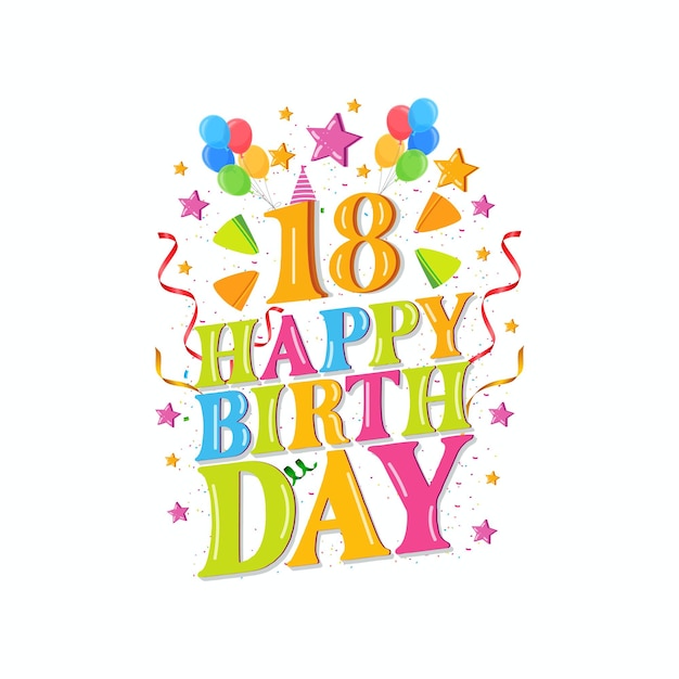 18e gelukkige verjaardag-logo met ballonnen vector illustratie ontwerp voor verjaardagsviering