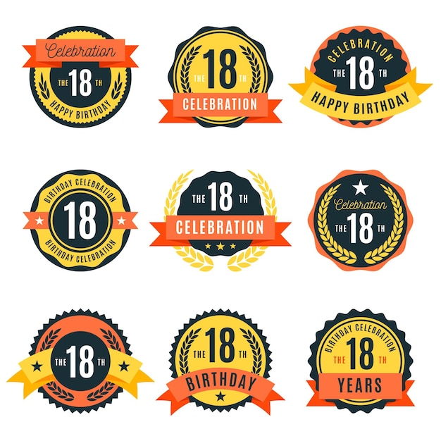 Vector 18e verjaardag badges