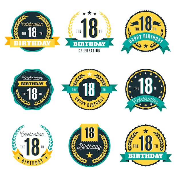 Vector 18e verjaardag badges