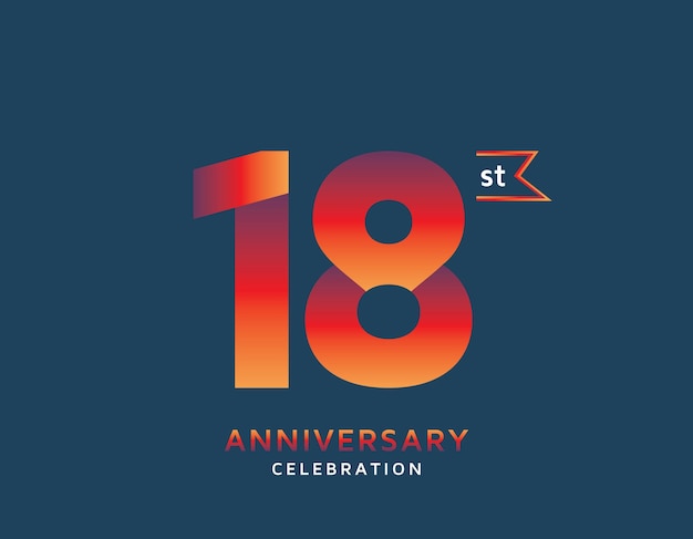 Vector 18st anniversary colorful