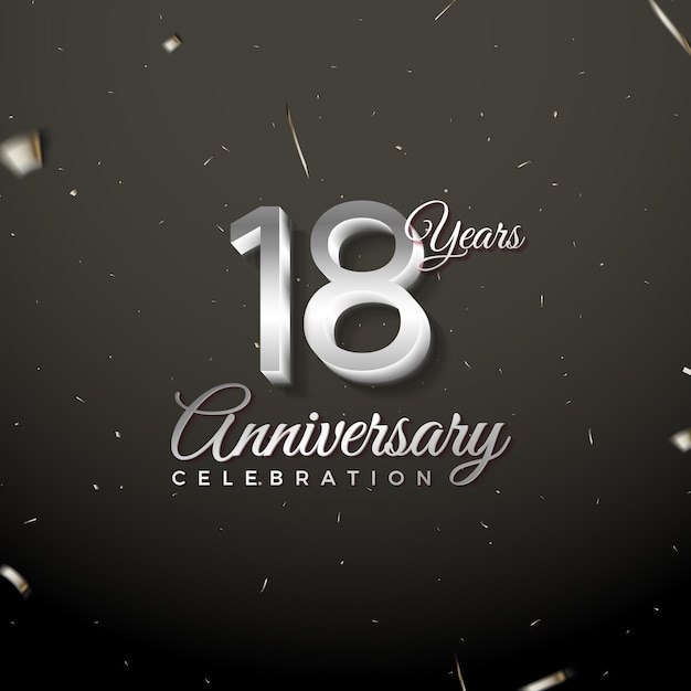 18th anniversary background with shiny silver numerals