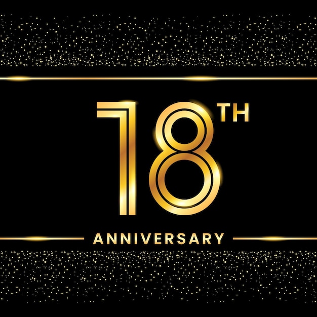 Vector 18th anniversary gold color template design for birthday event line art design vector template