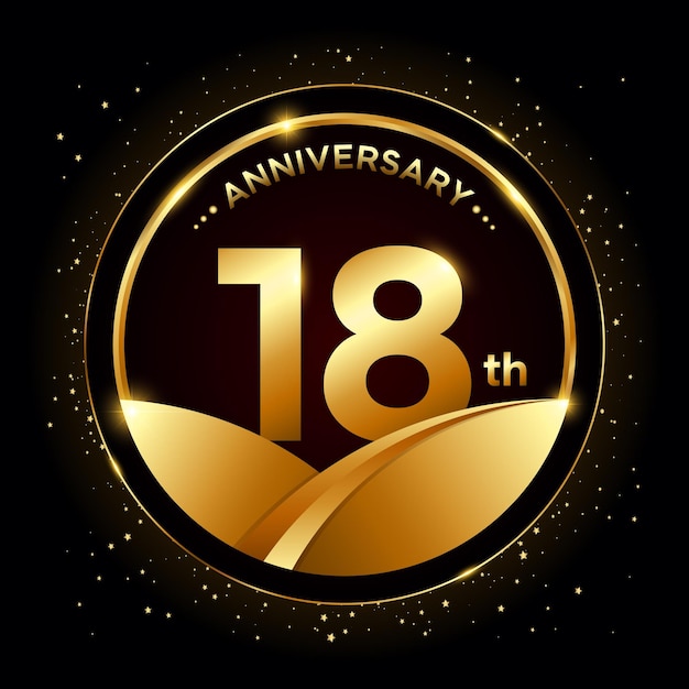 18th anniversary Golden anniversary template design Logo vector illustration