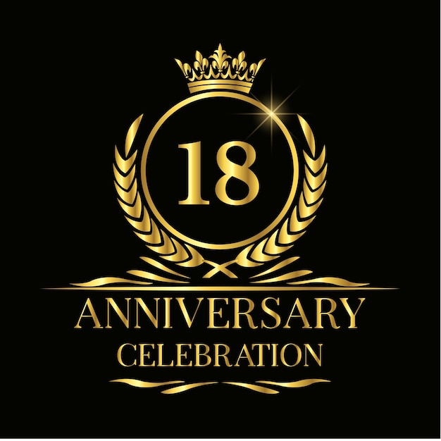 Vector 18th anniversary logotype emblem for celebration