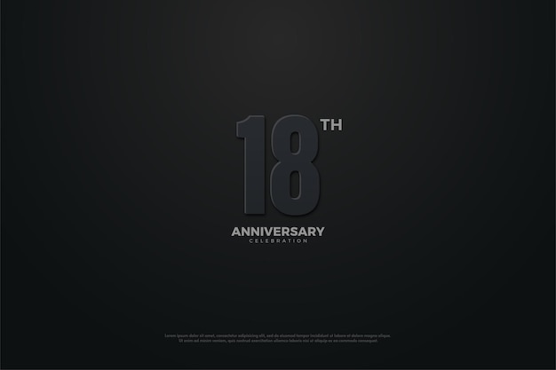 18th Anniversary with numbers illustration on the dark theme