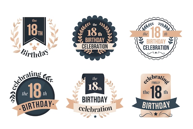 Vector 18th birthday badges collection