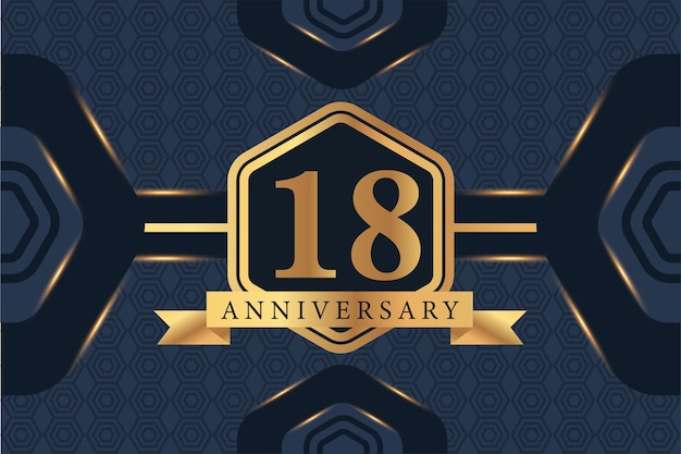 18th year anniversary celebration logo vector design with black elegant color on blue background