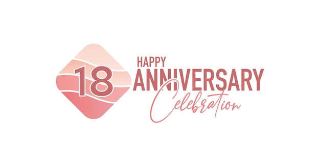 18th years anniversary logo, vector illustration design  celebration with pink geometric design