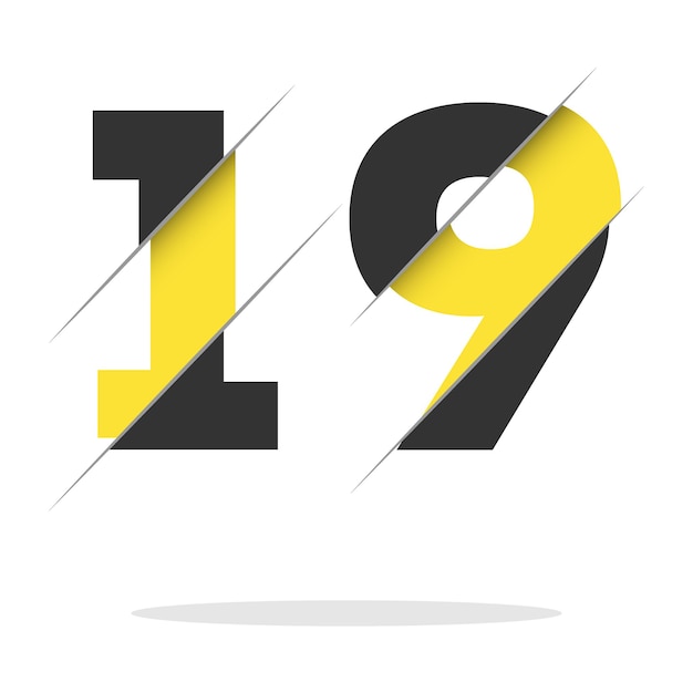 19 1 9 Числовой дизайн логотипа с креативным вырезом и фоном черного круга Креативный дизайн логотипа
