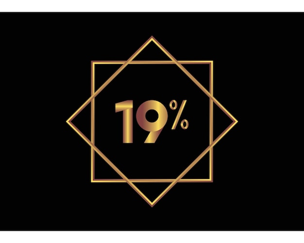 19 percent on black background gold vector image