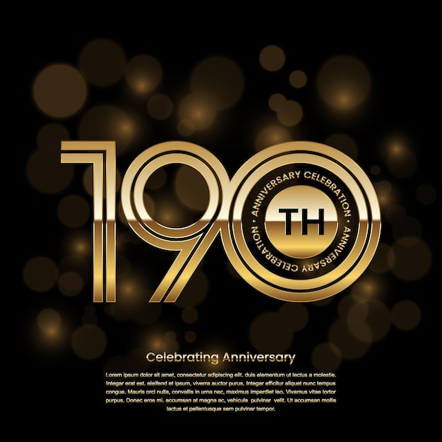 190 years anniversary logo design with gold color and double line style Logo Vector Template