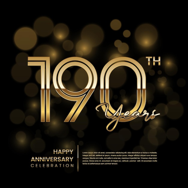 190e verjaardagslogo met dubbele lijnstijl Gouden lijnontwerp Logo Vector Template