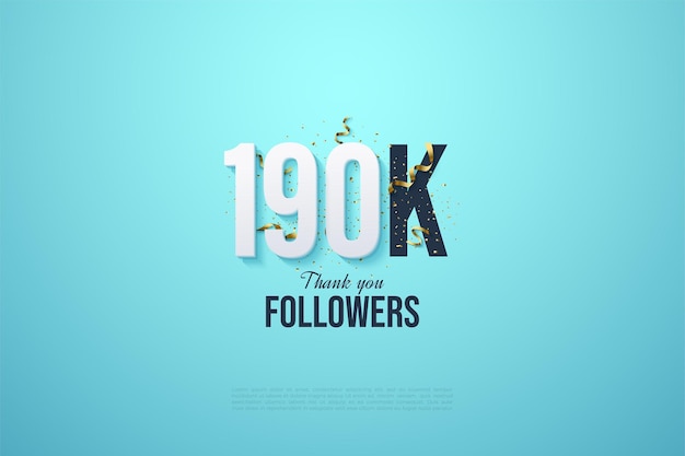 190k followers with numbers on a bright blue background