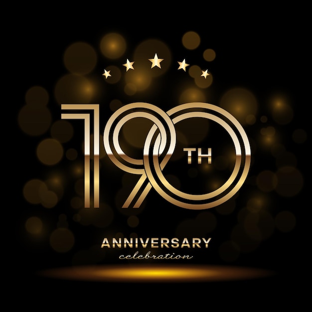 190th Anniversary logo with gold color and double line style Logo Vector Template