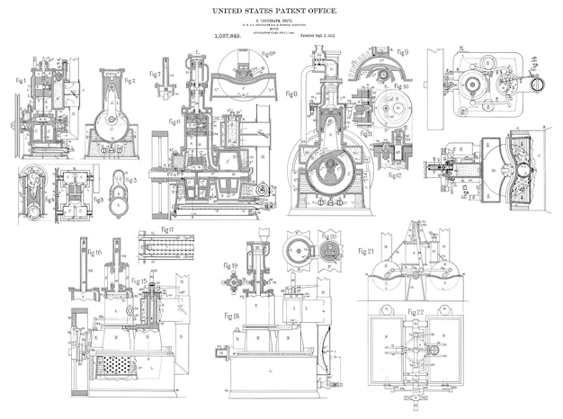 1912 vintage motor patent art