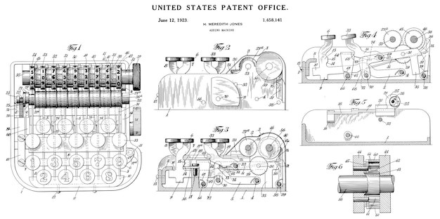 1923年 ヴィンテージ加算機の特許