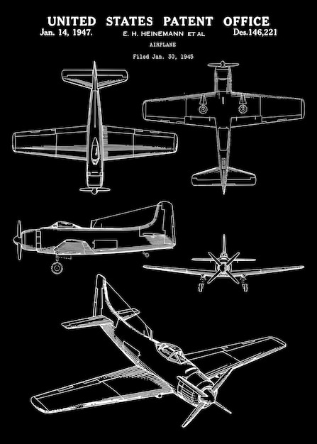 1945 vintage airplane patent