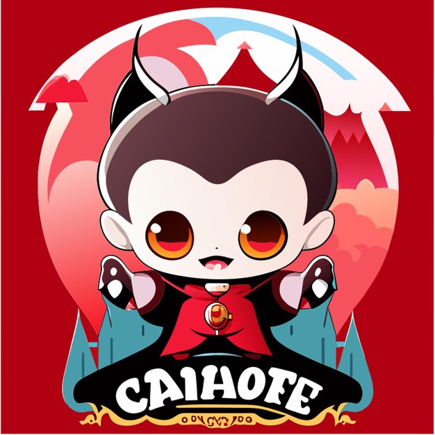 Vector 1950s horror movie poster castle dracula vector illustration kawaii