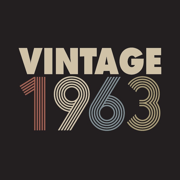 1963 vintage retro t-shirt ontwerp vector zwarte achtergrond