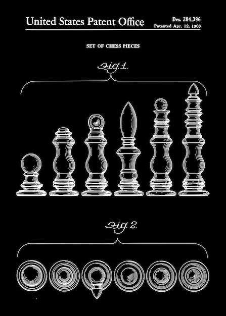 Патент на набор шахматных фигур 1966 г.