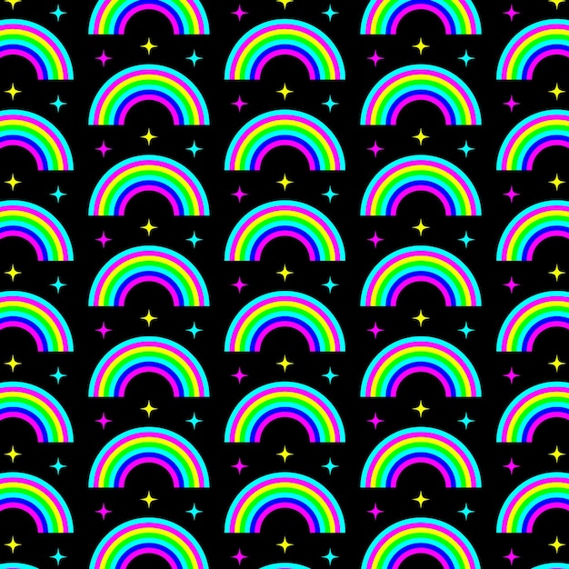 Vettore 1970 motivo trippy psichedelico arcobaleno stampa rave acida per t-shirt grafica in stile y2k