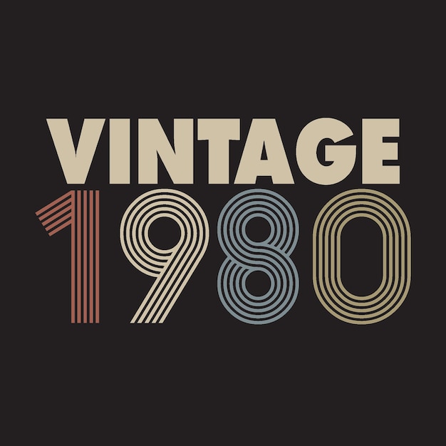 1980 vintage retro t-shirt ontwerp vector zwarte achtergrond