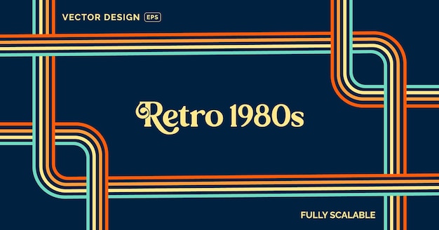 Vector 1980s retro banner design with clean lines and 80s vibe