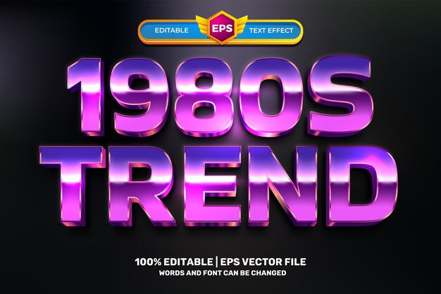 1980s retro trend template bold 3d editable text effect style