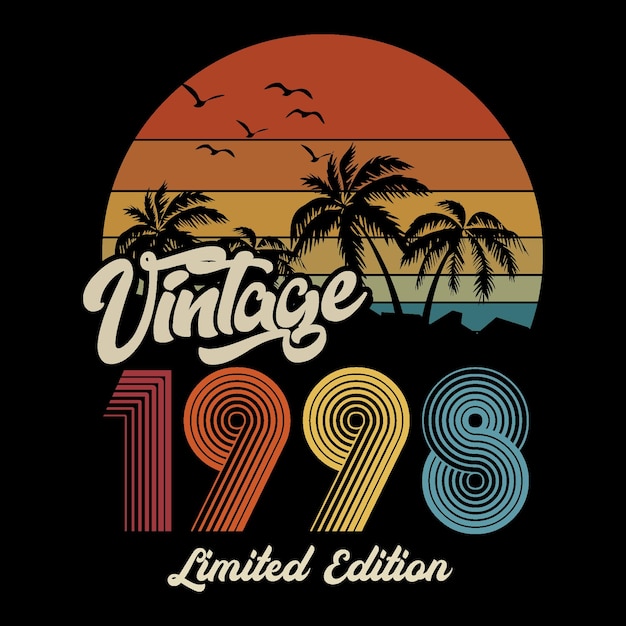 1998 vintage retro t shirt design, vector, black background